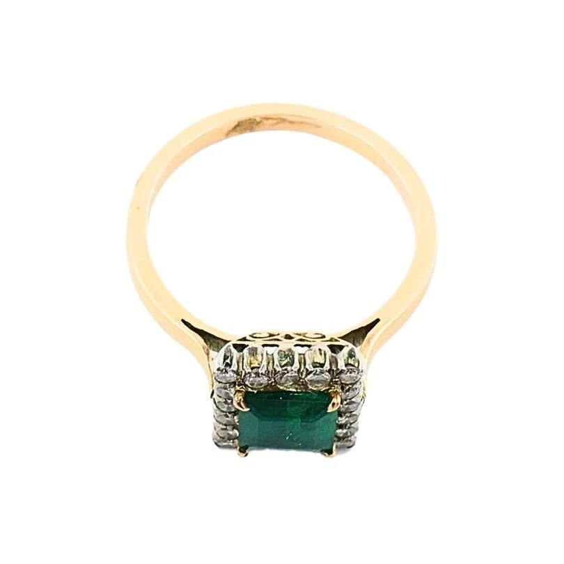 Emerald Ring Vintage 14k Gold Diamond - 8