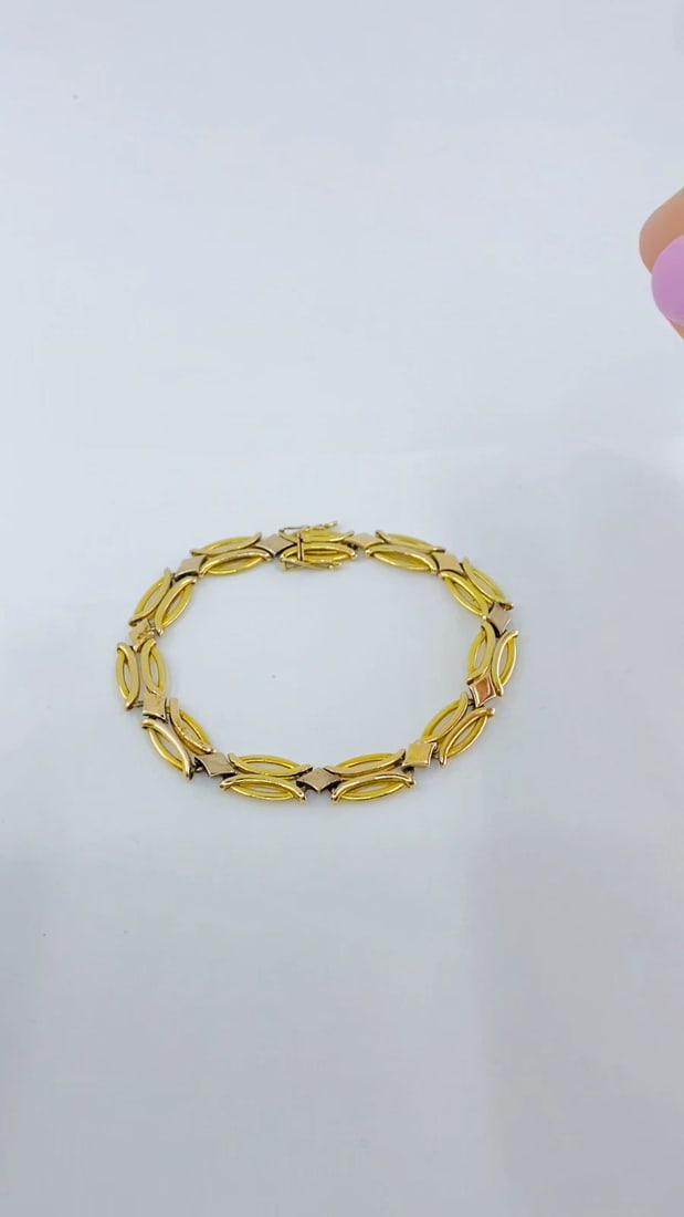 Vintage Two-Tone 14k Gold Link Bracelet - 2