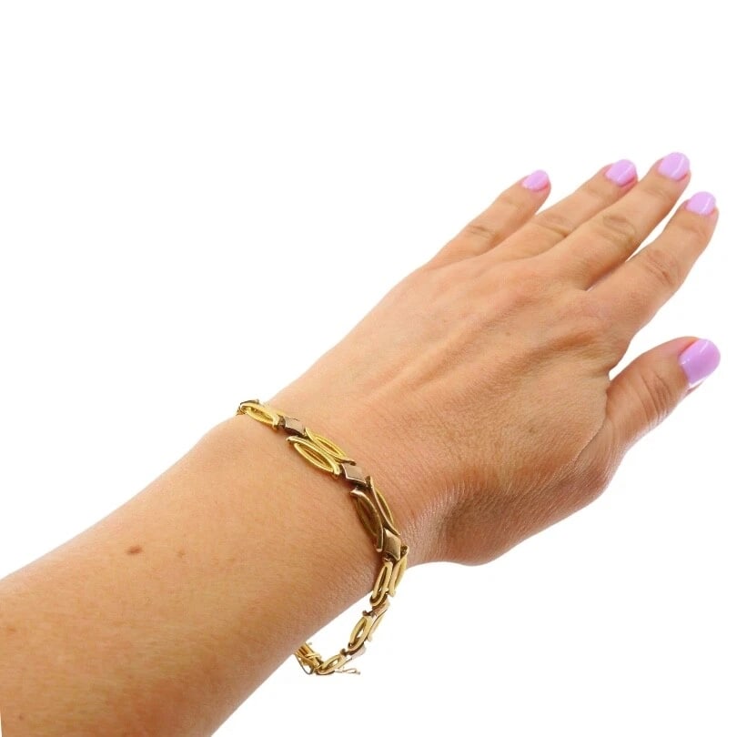 Vintage Two-Tone 14k Gold Link Bracelet - 3