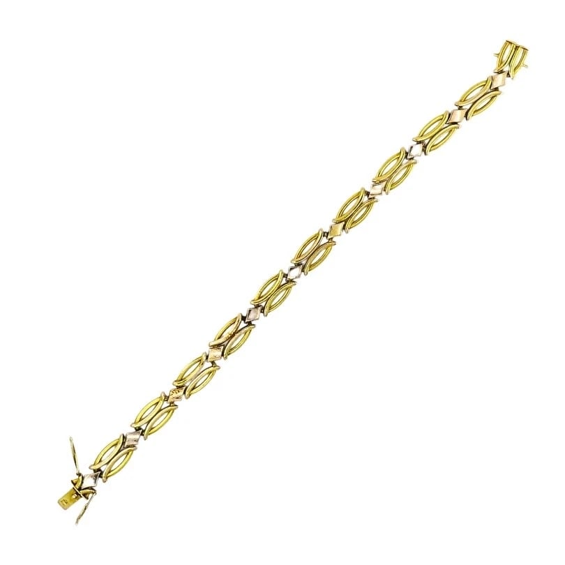 Vintage Two-Tone 14k Gold Link Bracelet - 5