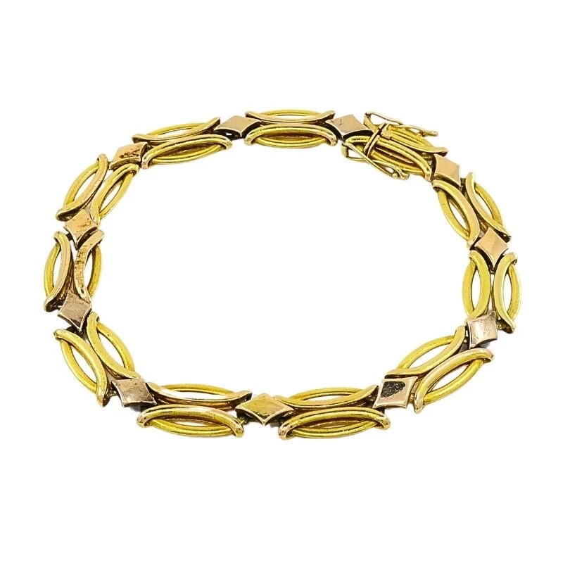 Vintage Two-Tone 14k Gold Link Bracelet - 6
