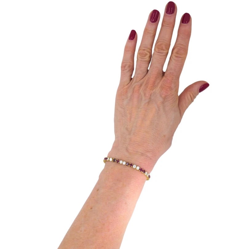 Van Cleef & Arpels Tennis BRACELET 18k Gold Ruby Diamond Vintage Estate Jewelry - 10