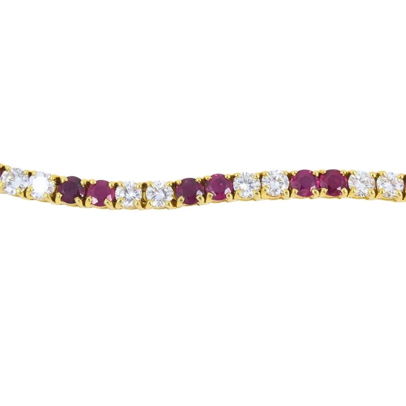 Van Cleef & Arpels Tennis BRACELET 18k Gold Ruby Diamond Vintage Estate Jewelry - 5