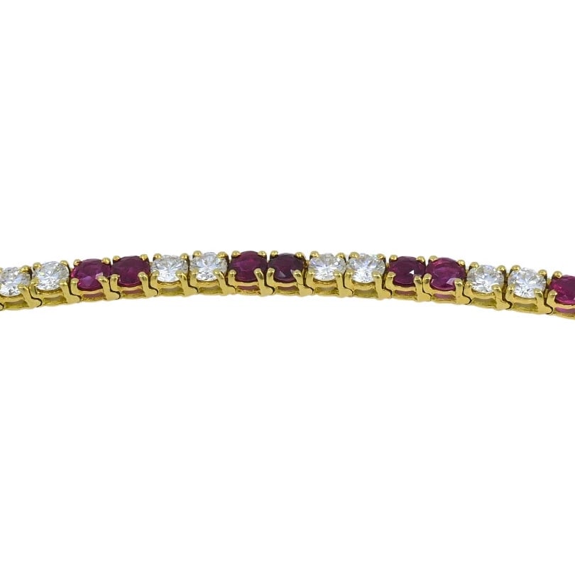 Van Cleef & Arpels Tennis BRACELET 18k Gold Ruby Diamond Vintage Estate Jewelry - 7