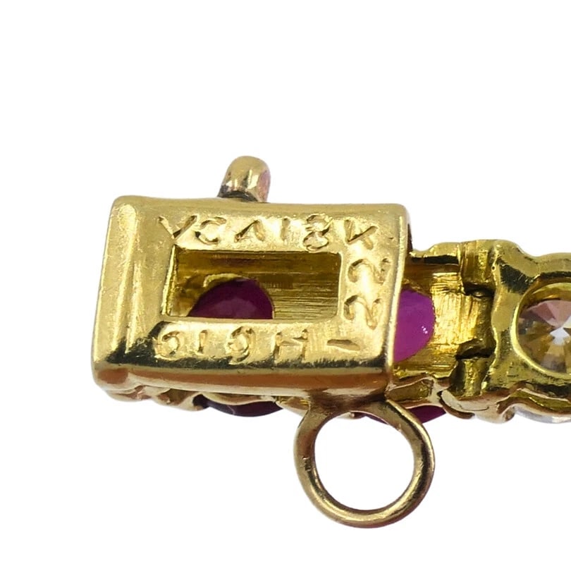 Van Cleef & Arpels Tennis BRACELET 18k Gold Ruby Diamond Vintage Estate Jewelry - 9