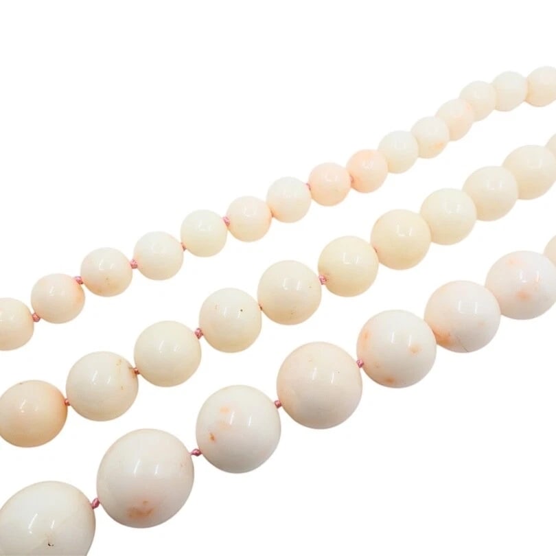 Angel Skin Coral Triple Strand Necklace 14K Gold - 8