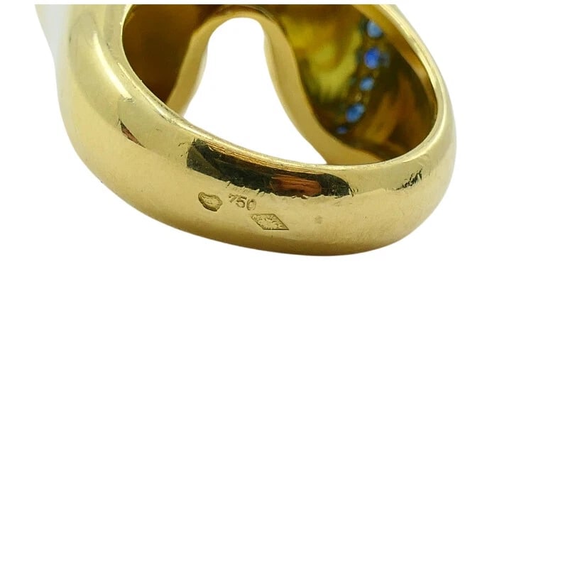 Vintage 18k Gold Gemstone Cocktail Ring French - 9