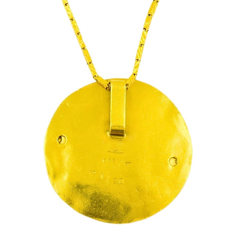 Pablo PICASSO Design Faune Cavalier 23k Gold Medallion PENDANT Estate Jewelry - 7