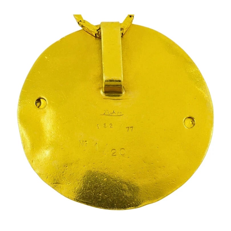Pablo PICASSO Design Faune Cavalier 23k Gold Medallion PENDANT Estate Jewelry - 9