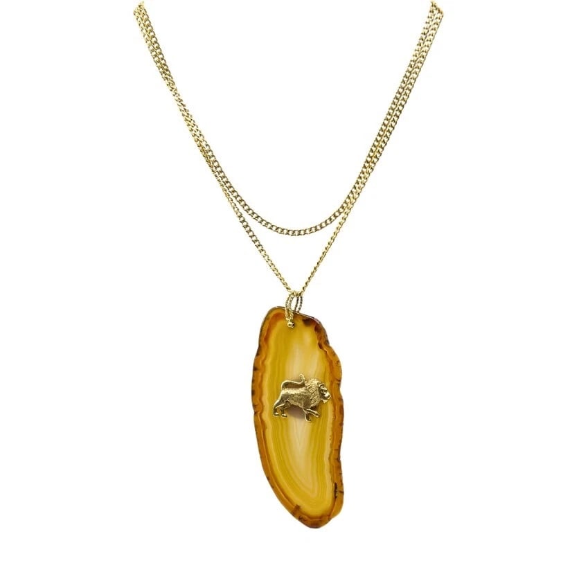 Onyx Gold Pendant Leo Zodiac Jewelry (1 of 11)