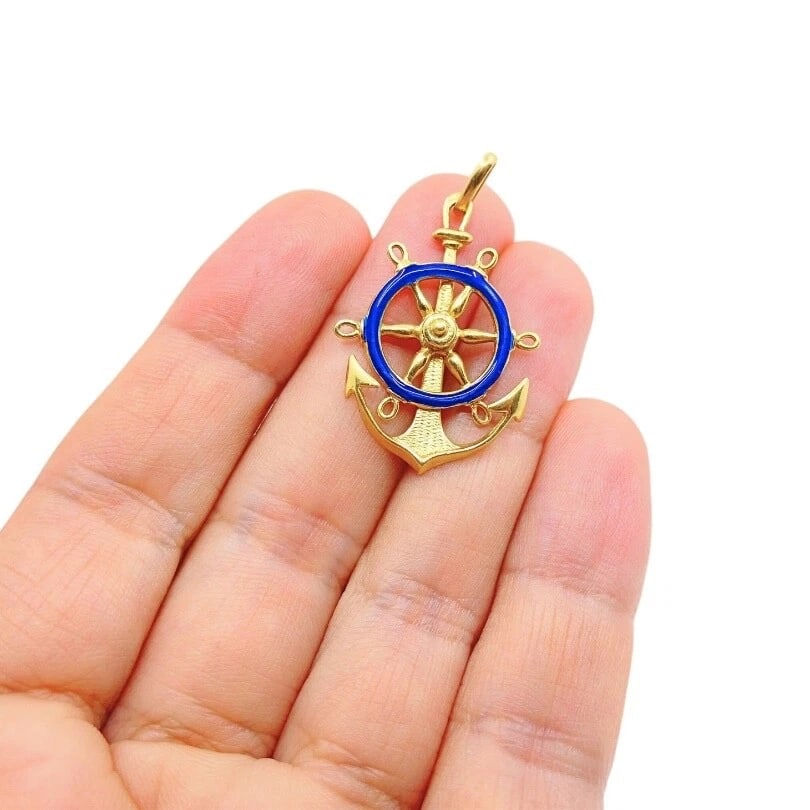 UnoAErre 18k Gold Pendant Anchor Charm Nautical Jewelry - 2