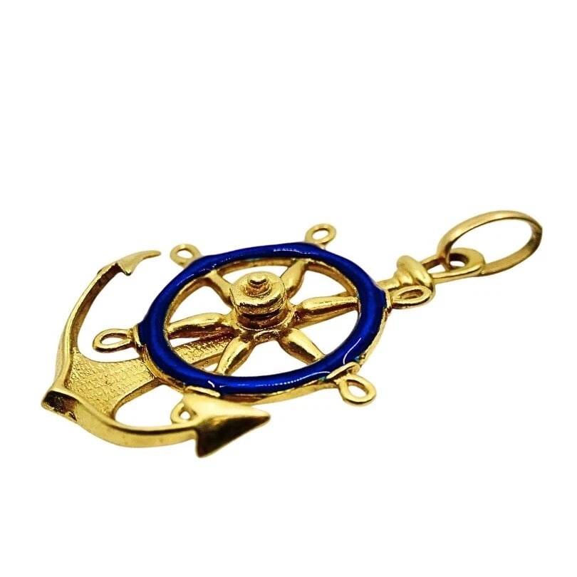 UnoAErre 18k Gold Pendant Anchor Charm Nautical Jewelry - 4
