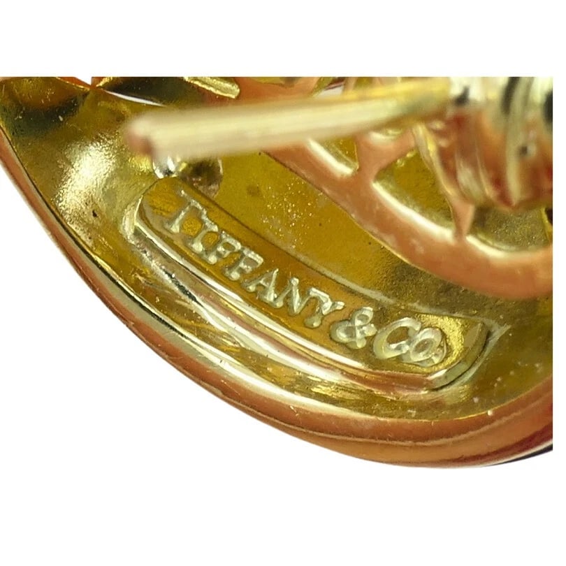 Vintage Tiffany & Co. Coral Onyx EARRINGS Diamond Gold Estate Jewelry - 5