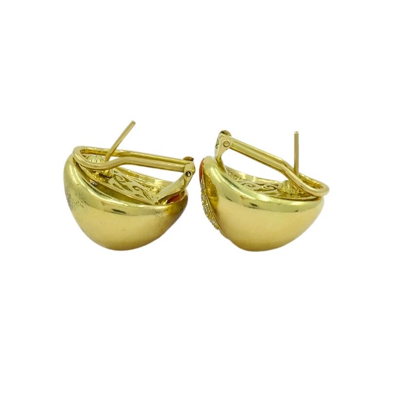 Vintage Tiffany & Co. Coral Onyx EARRINGS Diamond Gold Estate Jewelry - 7