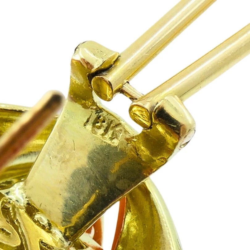 Vintage Tiffany & Co. Coral Onyx EARRINGS Diamond Gold Estate Jewelry - 8