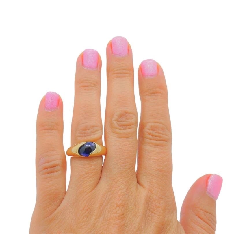 Chaumet Ring Blue Iolite 18k Gold Band - 3