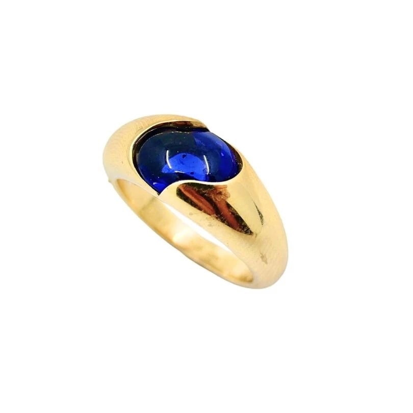 Chaumet Ring Blue Iolite 18k Gold Band - 7