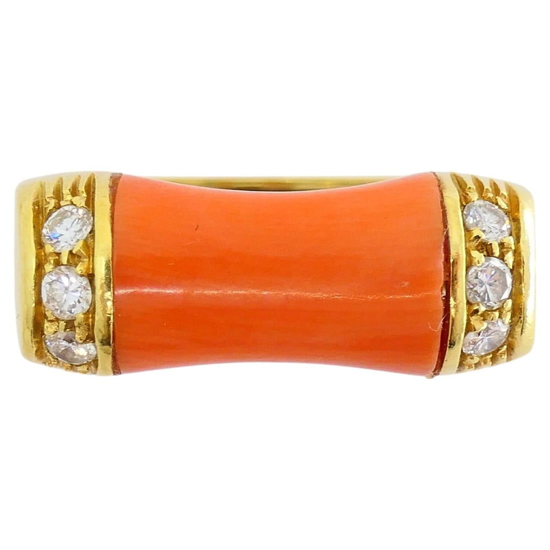 Van Cleef & Arpels Ring Coral Diamond 18k Gold - 3