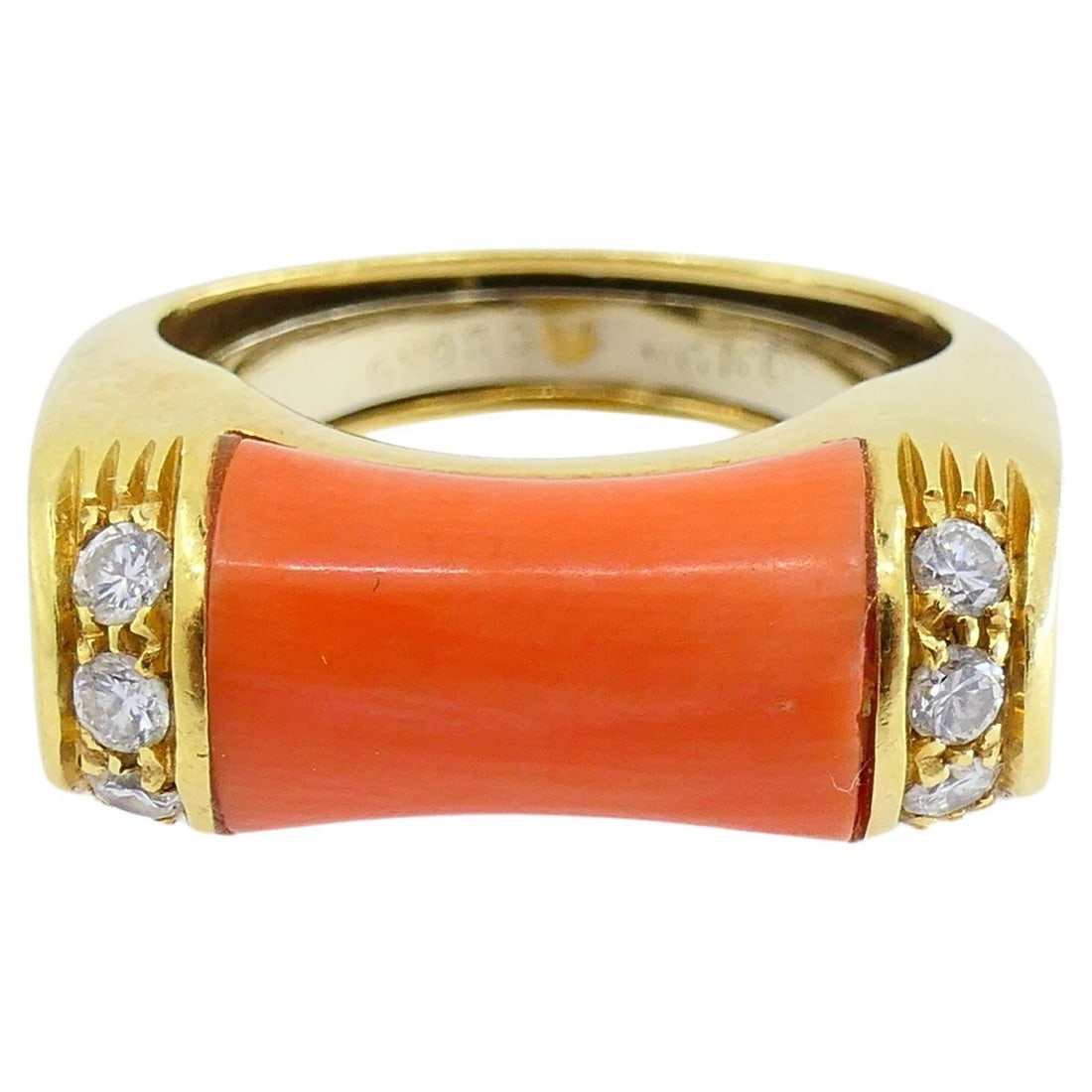 Van Cleef & Arpels Ring Coral Diamond 18k Gold - 4