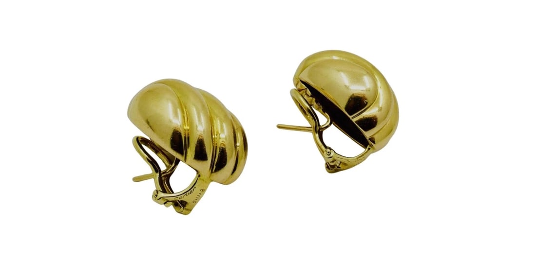 Cartier Earrings 18k Gold Shell Design - 4