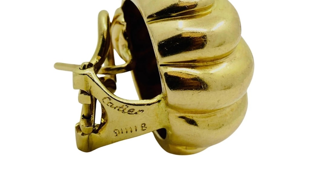 Cartier Earrings 18k Gold Shell Design - 9