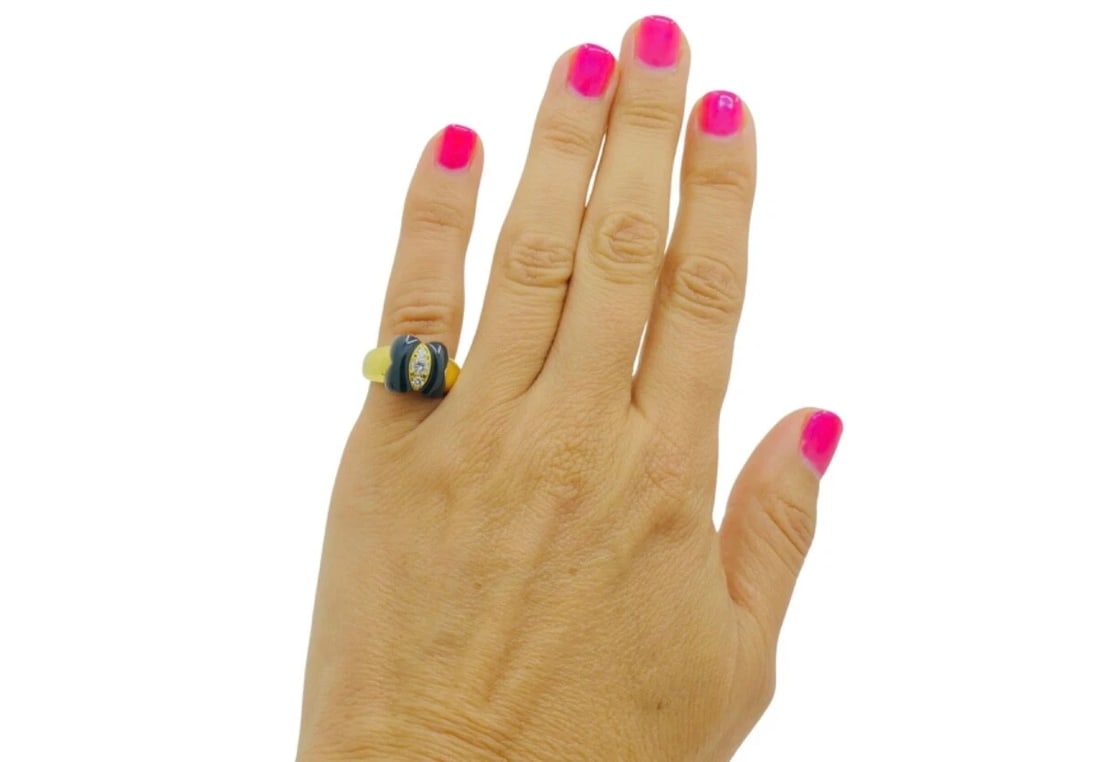 Van Cleef & Arpels Onyx Ring Diamond Papillon Ring - 3