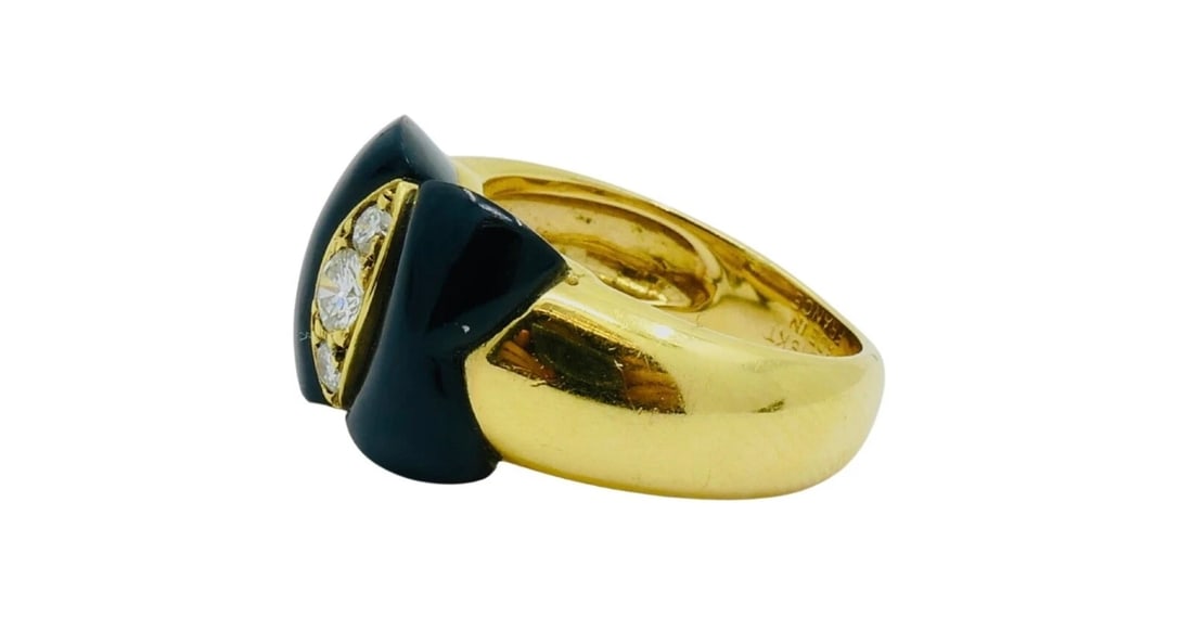 Van Cleef & Arpels Onyx Ring Diamond Papillon Ring - 7