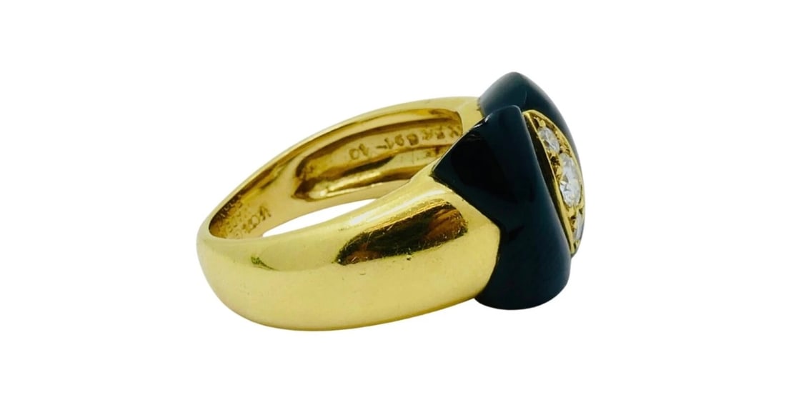 Van Cleef & Arpels Onyx Ring Diamond Papillon Ring - 8