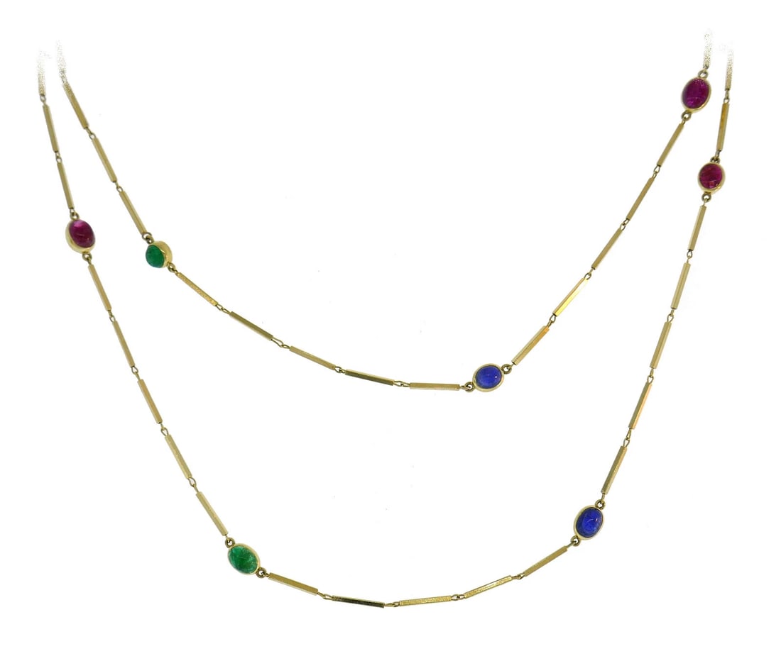 David WEBB Station NECKLACE Cabochon 18k Gold Vintage Estate Jewelry - 5