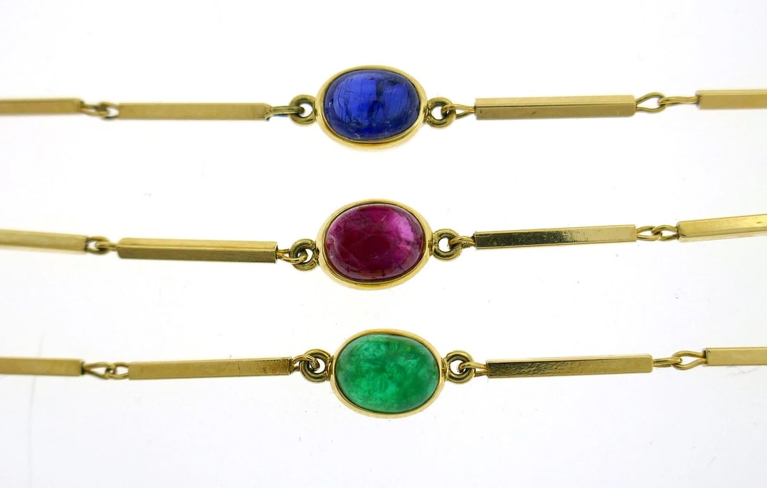 David WEBB Station NECKLACE Cabochon 18k Gold Vintage Estate Jewelry - 6