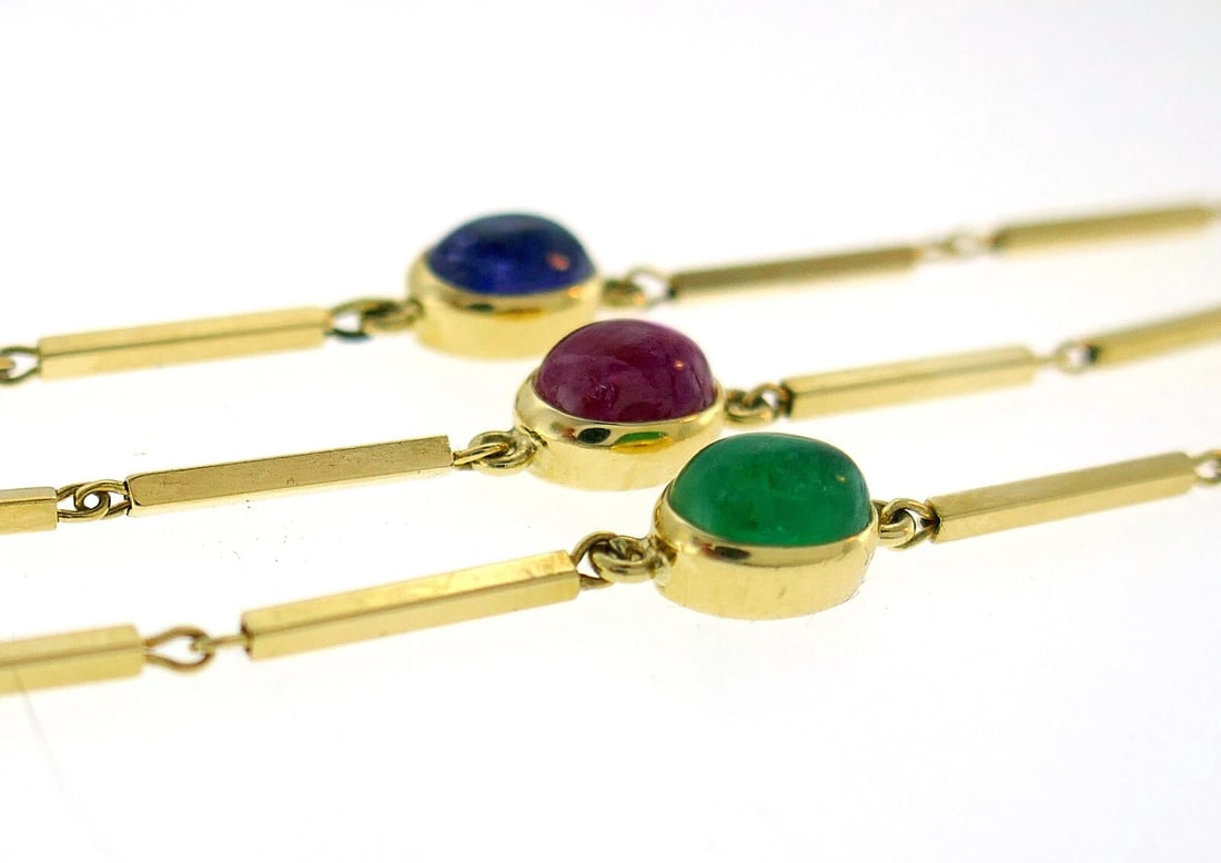 David WEBB Station NECKLACE Cabochon 18k Gold Vintage Estate Jewelry - 7