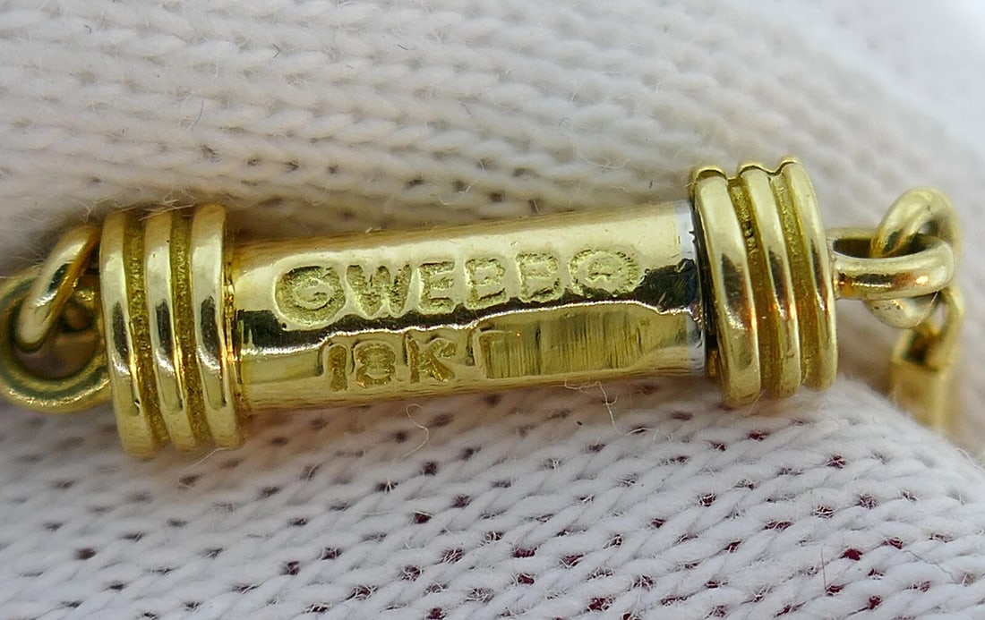 David WEBB Station NECKLACE Cabochon 18k Gold Vintage Estate Jewelry - 9