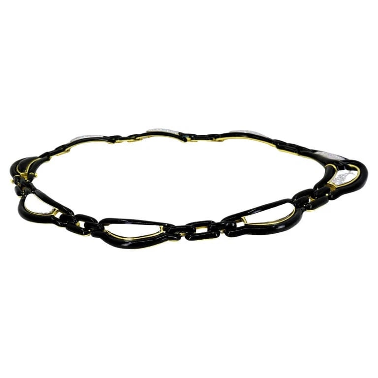 David Webb NECKLACE Diamond Gold Black Enamel Vintage Estate Jewelry - 6