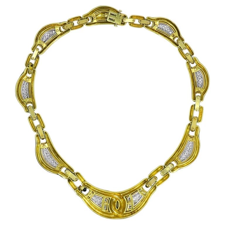 David Webb NECKLACE Diamond Gold Black Enamel Vintage Estate Jewelry - 7