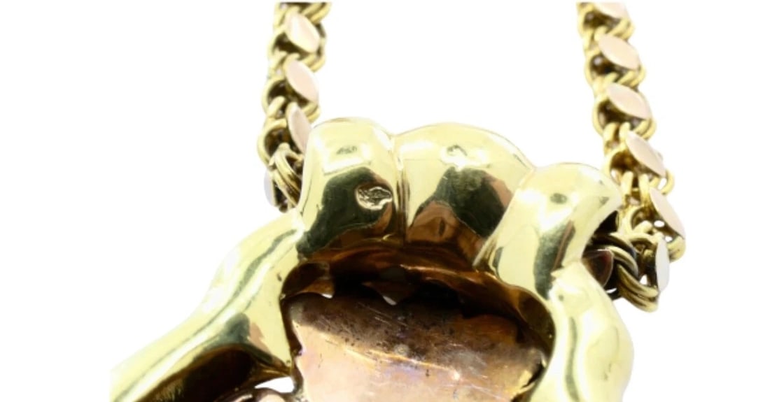 Antique Portrait Miniature Pendant and 14k Gold Chain Necklace - 11