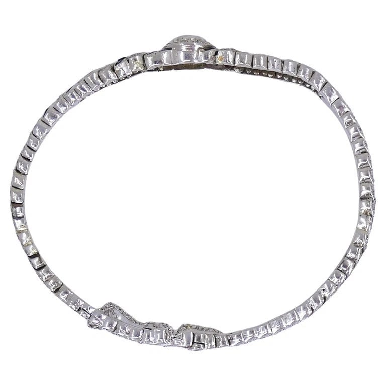 Art Deco Platinum BRACELET Old European Cut Diamond Sapphire Estate Jewelry - 7