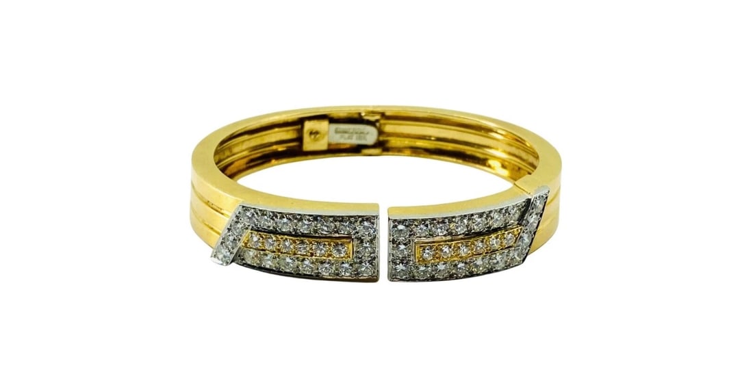 David Webb Gold Bracelet Platinum Diamond Bangle (1 of 11)