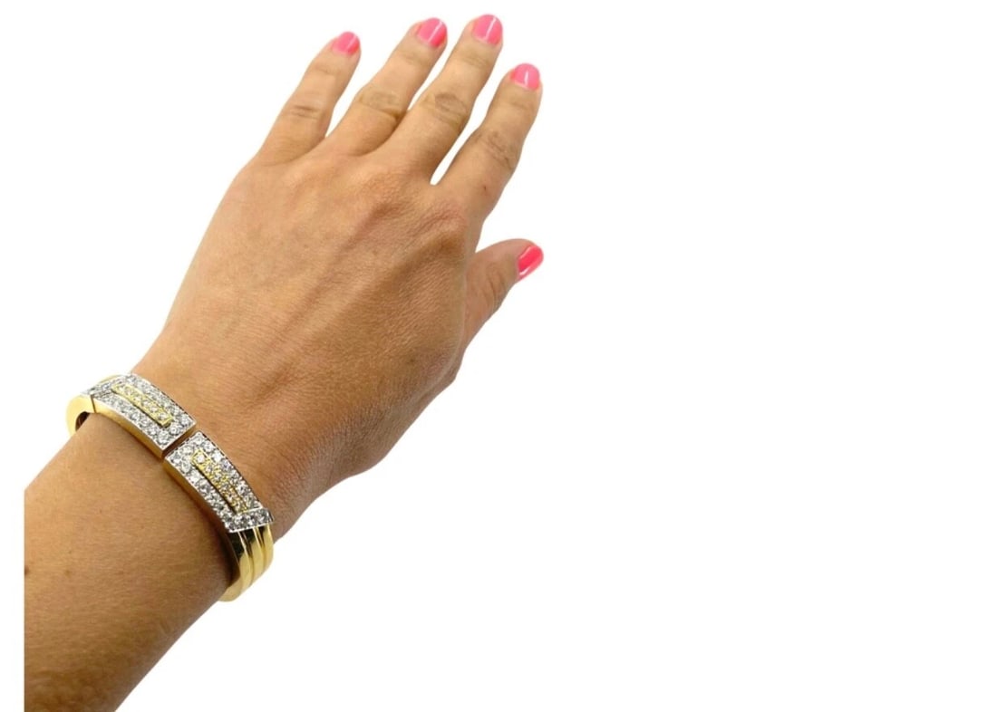 David Webb Gold Bracelet Platinum Diamond Bangle - 3