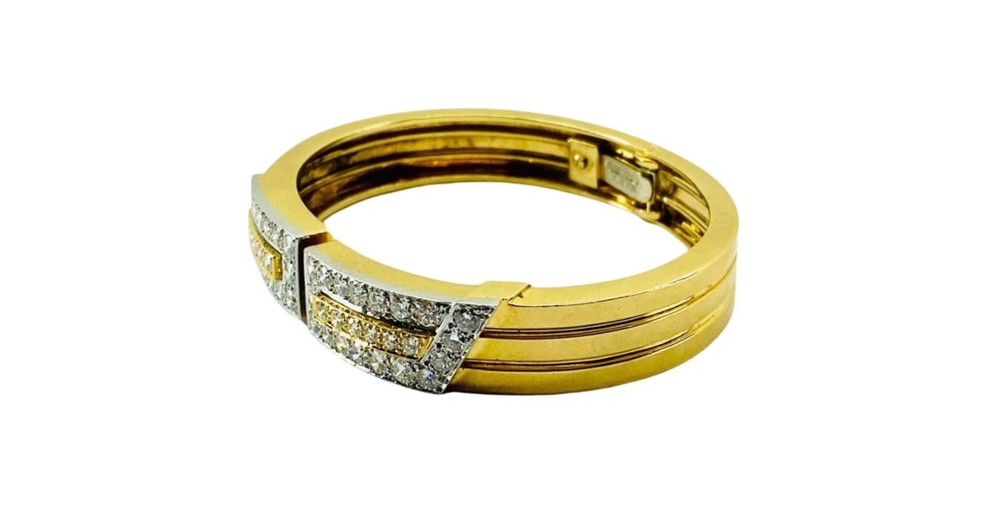 David Webb Gold Bracelet Platinum Diamond Bangle - 6