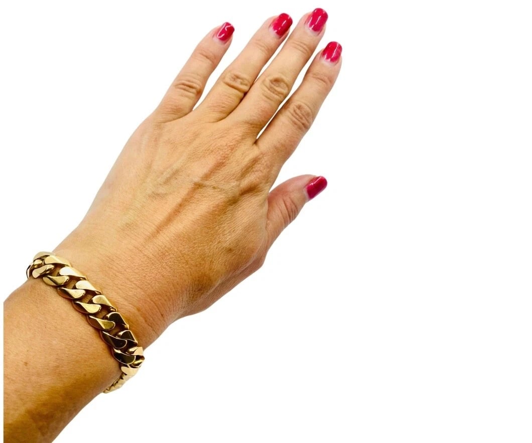 Vintage French Bracelet 18k Gold Curb Link - 2