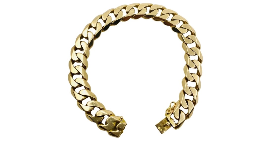 Vintage French Bracelet 18k Gold Curb Link - 5