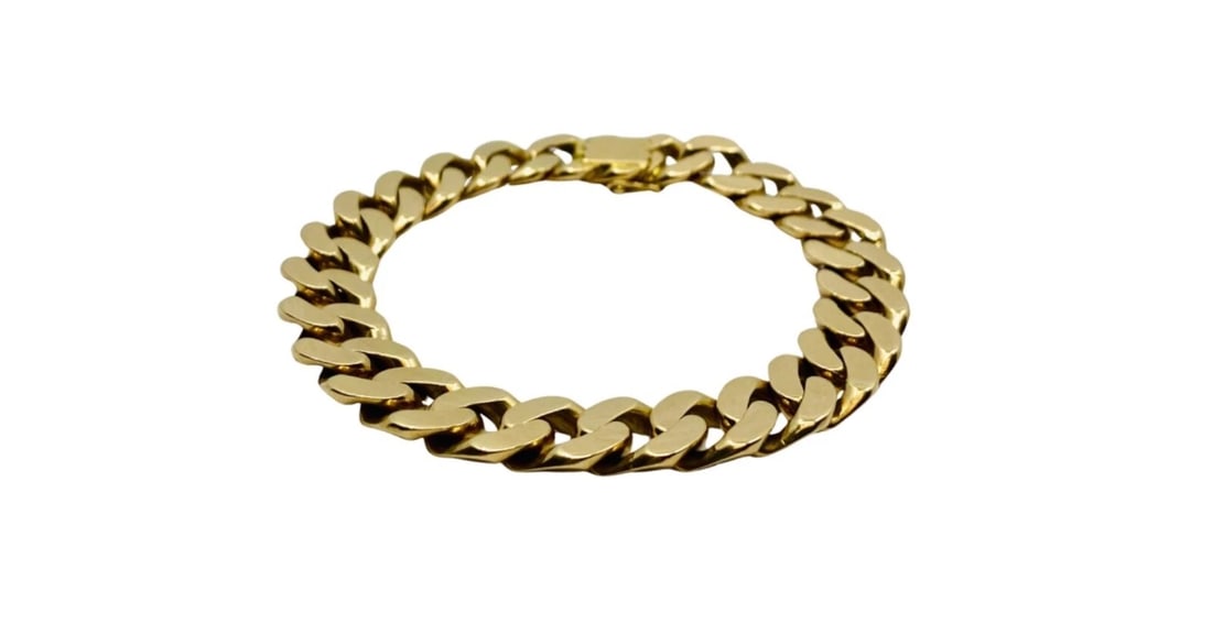 Vintage French Bracelet 18k Gold Curb Link - 7