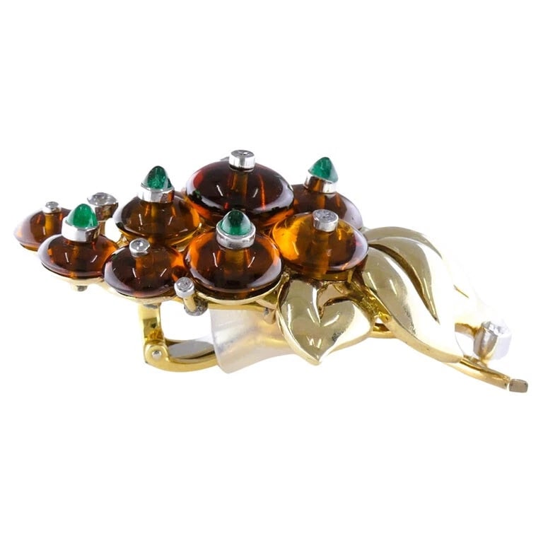 Retro Cartier Citrine EARRINGS 18k Gold Gemstones Clip-on Estate Jewelry - 6