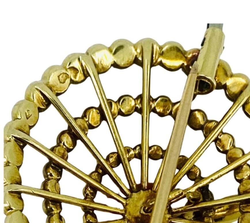 French Vintage Gold Brooch Coral Heart Diamond - 6