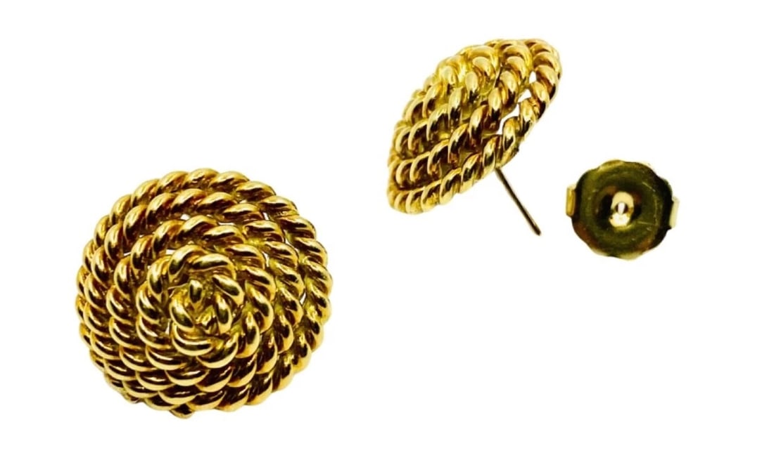 Tiffany & Co. 18k Gold Rope Earrings Stud - 7