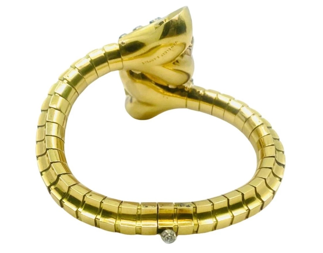 Van Cleef & Arpels Diamond Sapphire Gold Snake Bracelet - 11