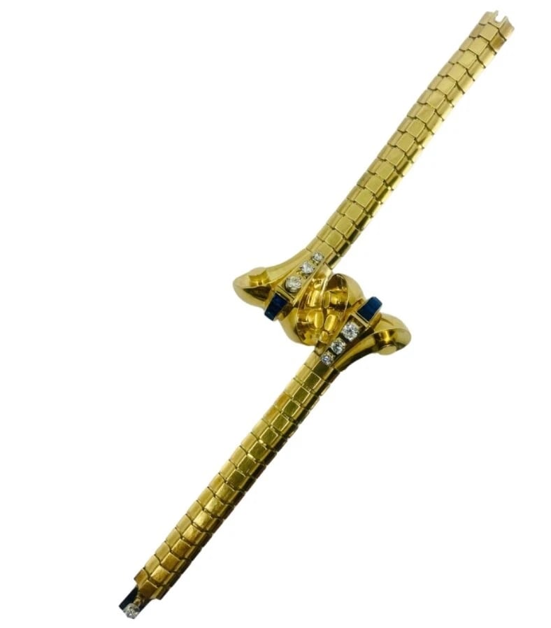 Van Cleef & Arpels Diamond Sapphire Gold Snake Bracelet - 5