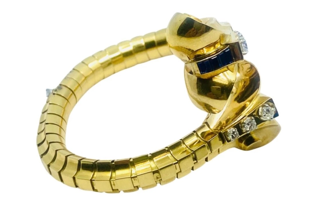 Van Cleef & Arpels Diamond Sapphire Gold Snake Bracelet - 7