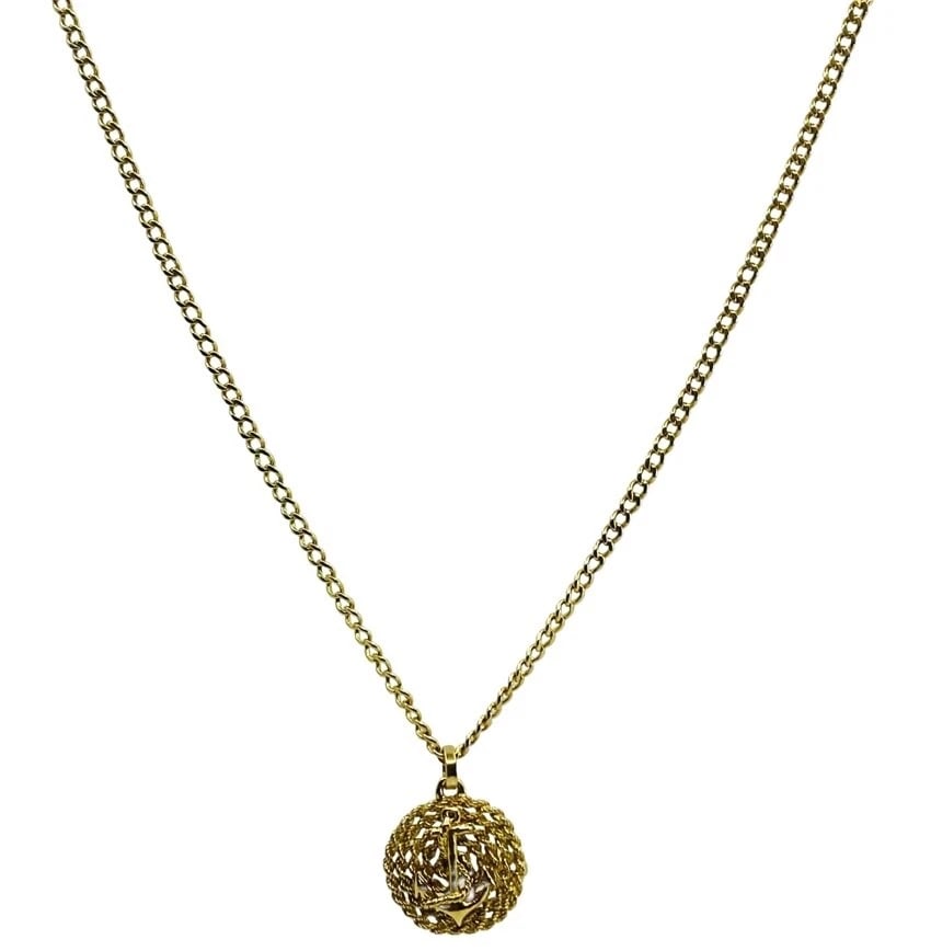 14k Gold Anchor Pendant Rope Design Chain Necklace (1 of 9)