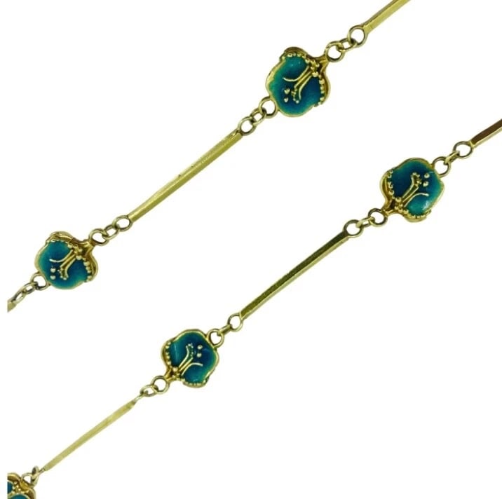 Jane Allen Art Nouveau Gold Enamel Necklace - 7